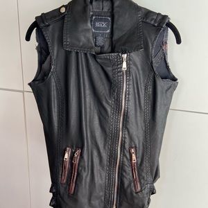 Buckle Black Faux Leather Vest